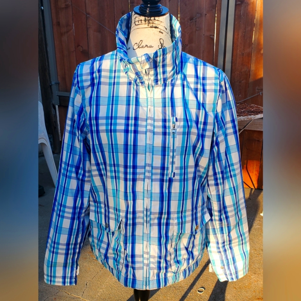 RLX Ralph Lauren Blue Plaid Utility Jacket